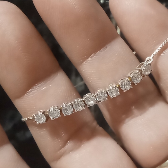 Cz slide bracelet in 925 sterling silver. Fits up to size 10. Nwt - Picture 2 of 5